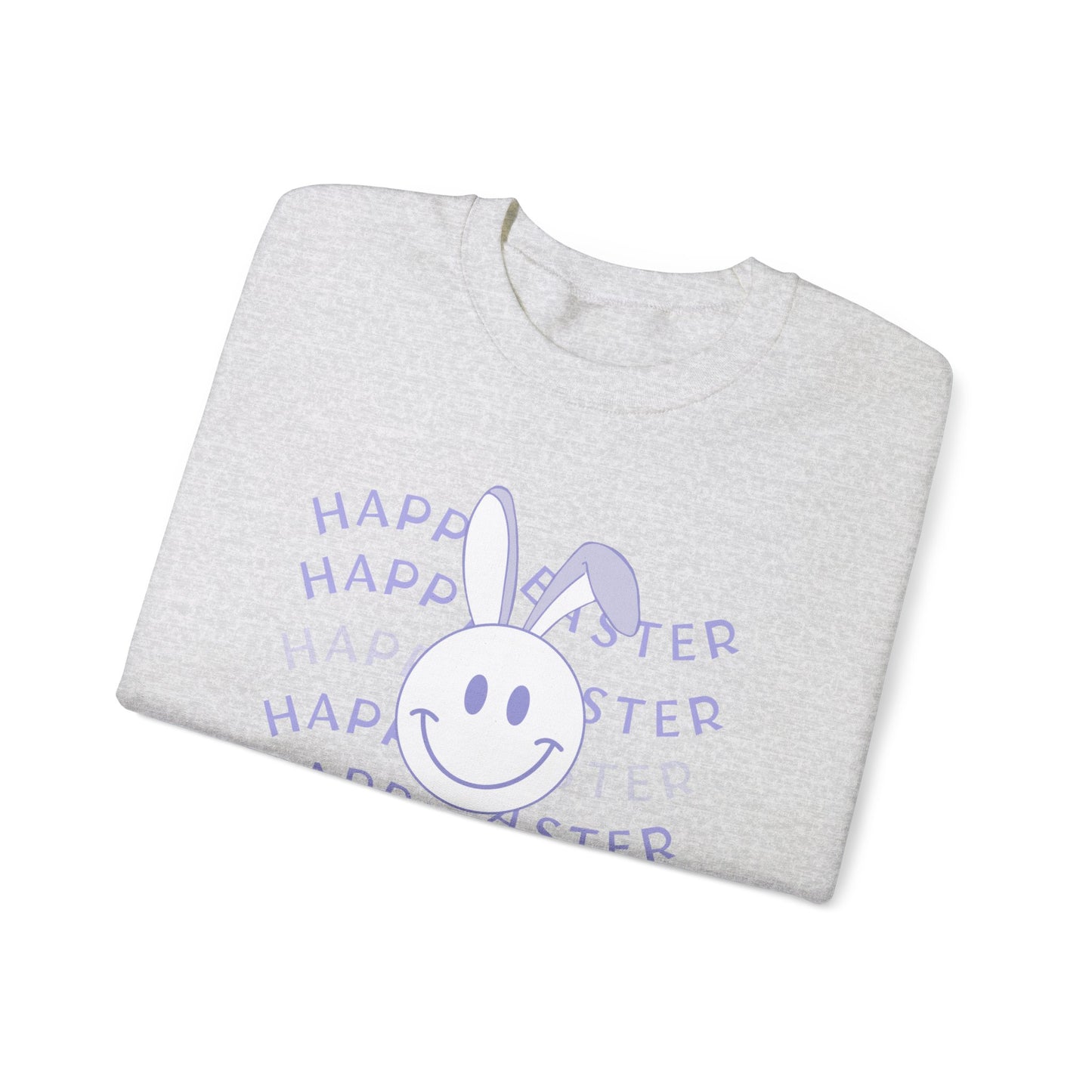 Sweat-shirt à col rond HAPPY EASTER tons sur tons de Pâques - violet - adulte