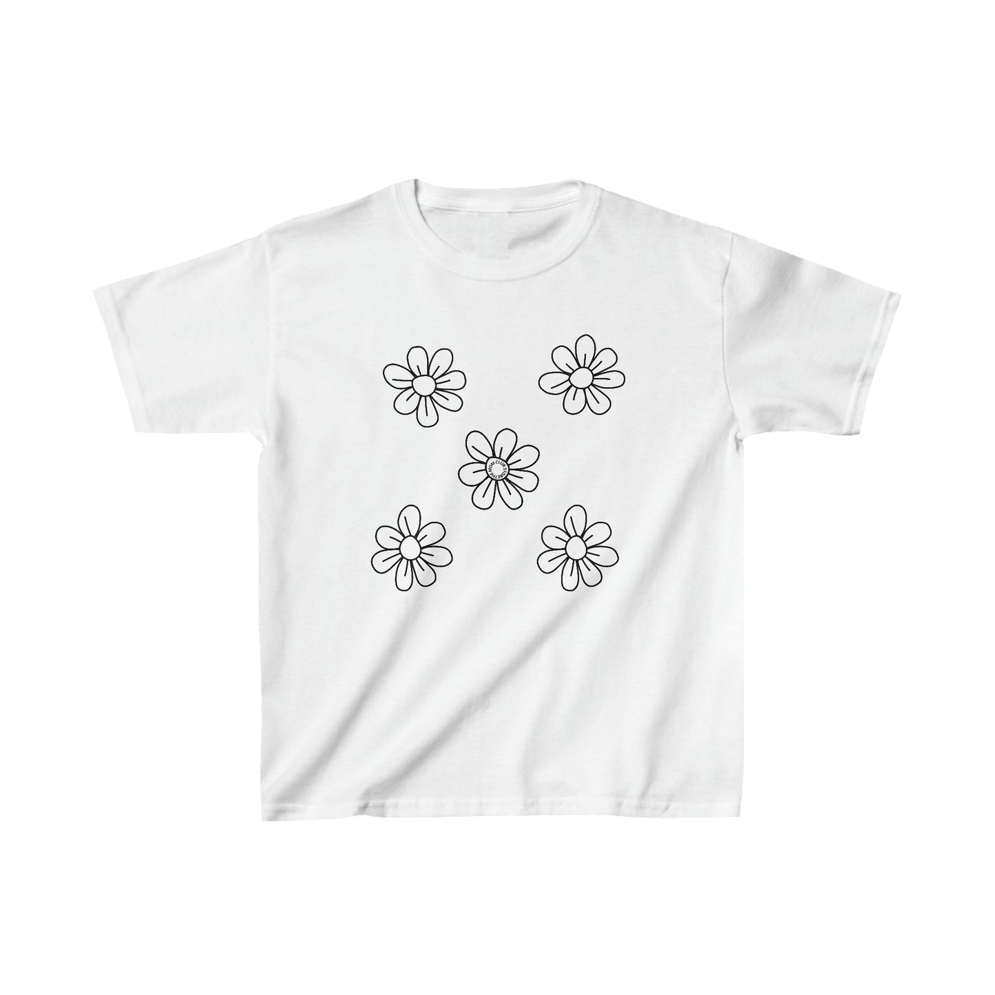 Short-sleeve T-shirt with unisex FLOWERS print for children