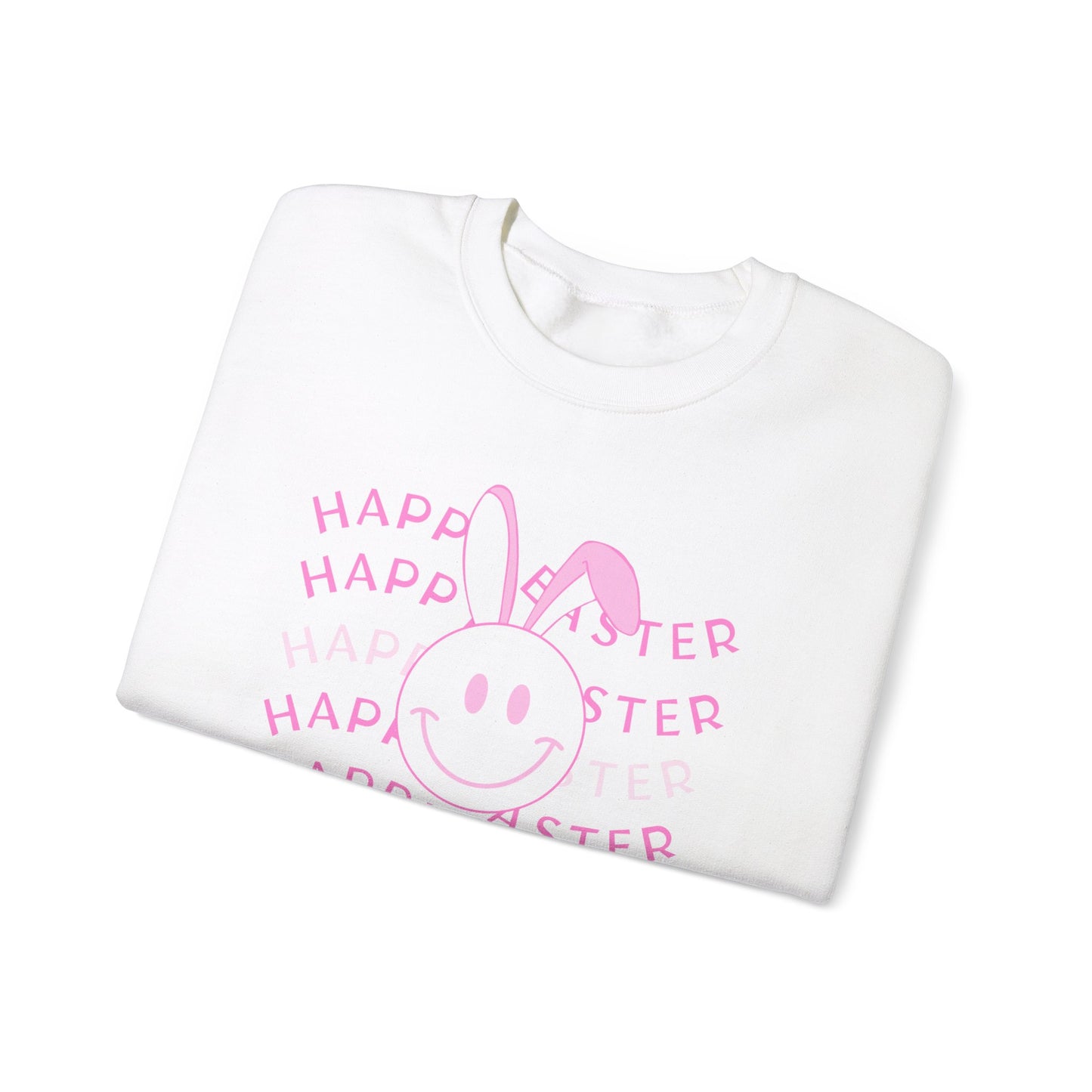 Sweat-shirt à col rond HAPPY EASTER tons sur tons rose de Pâques - adulte