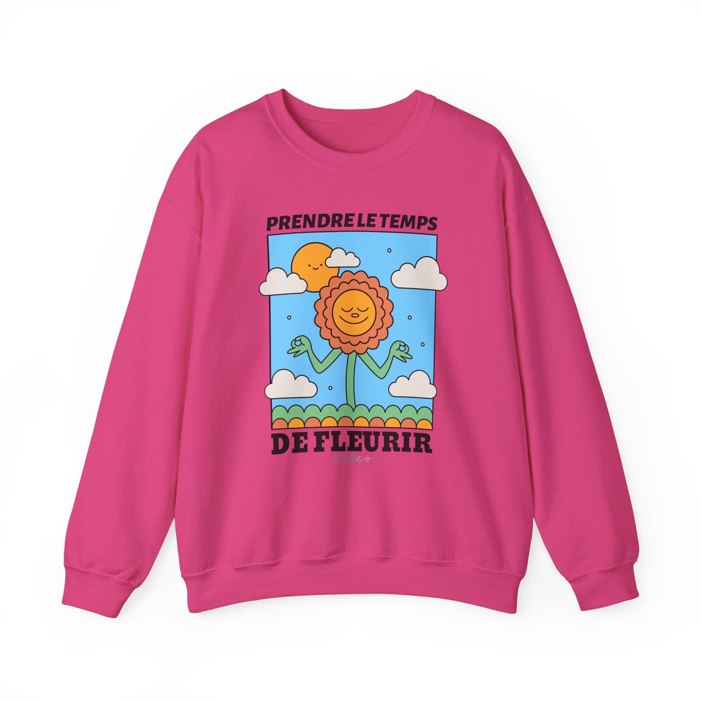 Sweatshirt crewneck à imprimer -PRENDRE LE TEMPS DE FLEURIR- pour adulte