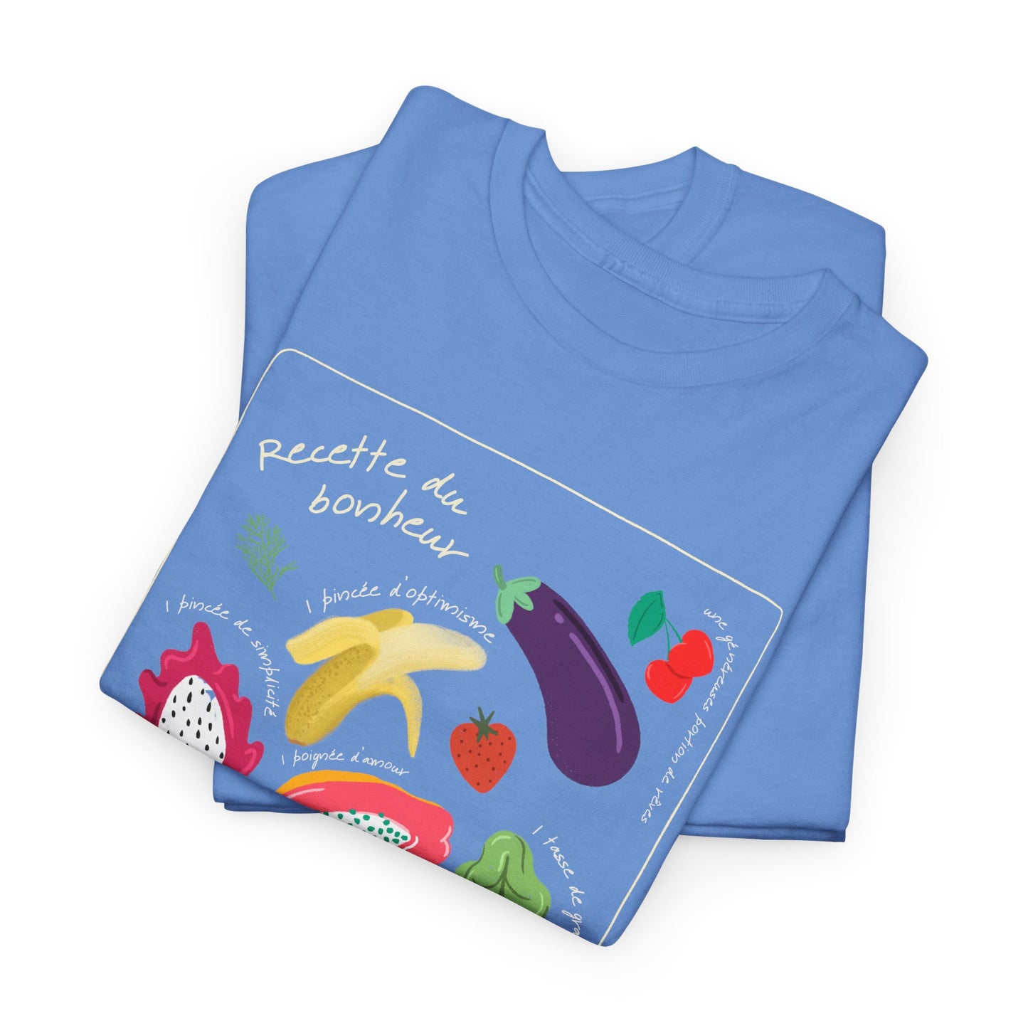 T-shirt à imprimer unisexe -RECETTE DU BONHEUR- pour adulte