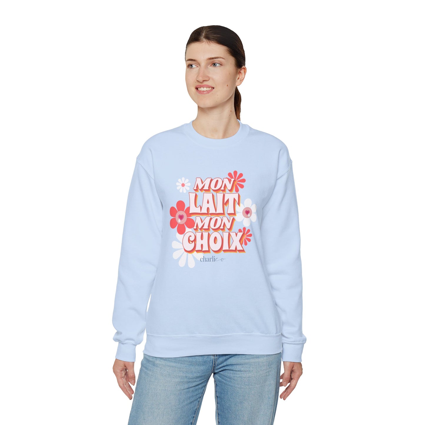 Sweatshirt crewneck unisexe -MON LAIT MON CHOIX- pour adulte