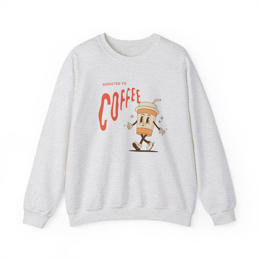 ADDICTED TO COFFEE retro round-neck sweatshirt - adult