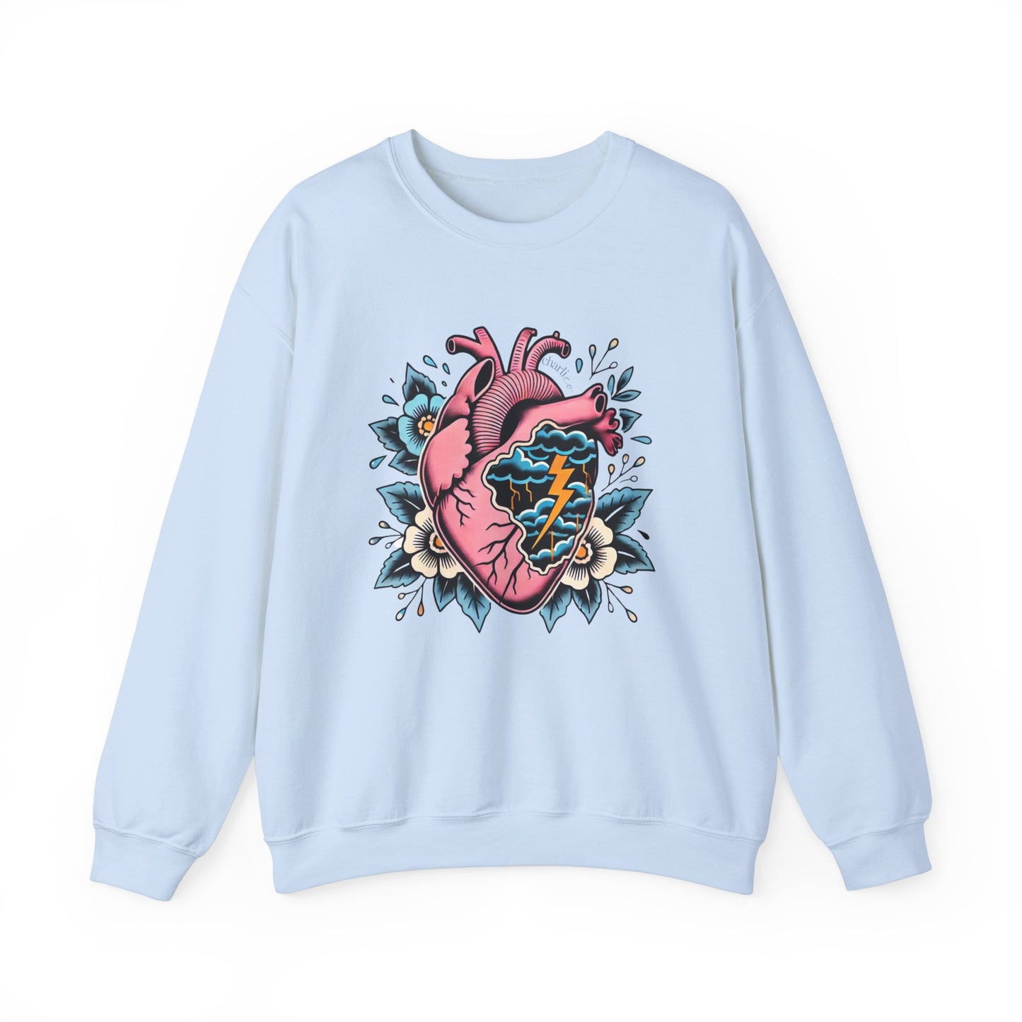 Sweatshirt crewneck à imprimer -COEUR ENDEUILLÉ- unisexe pour adulte