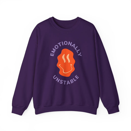 EMOTIONALLY UNSTABLE orange round-neck sweatshirt - adult