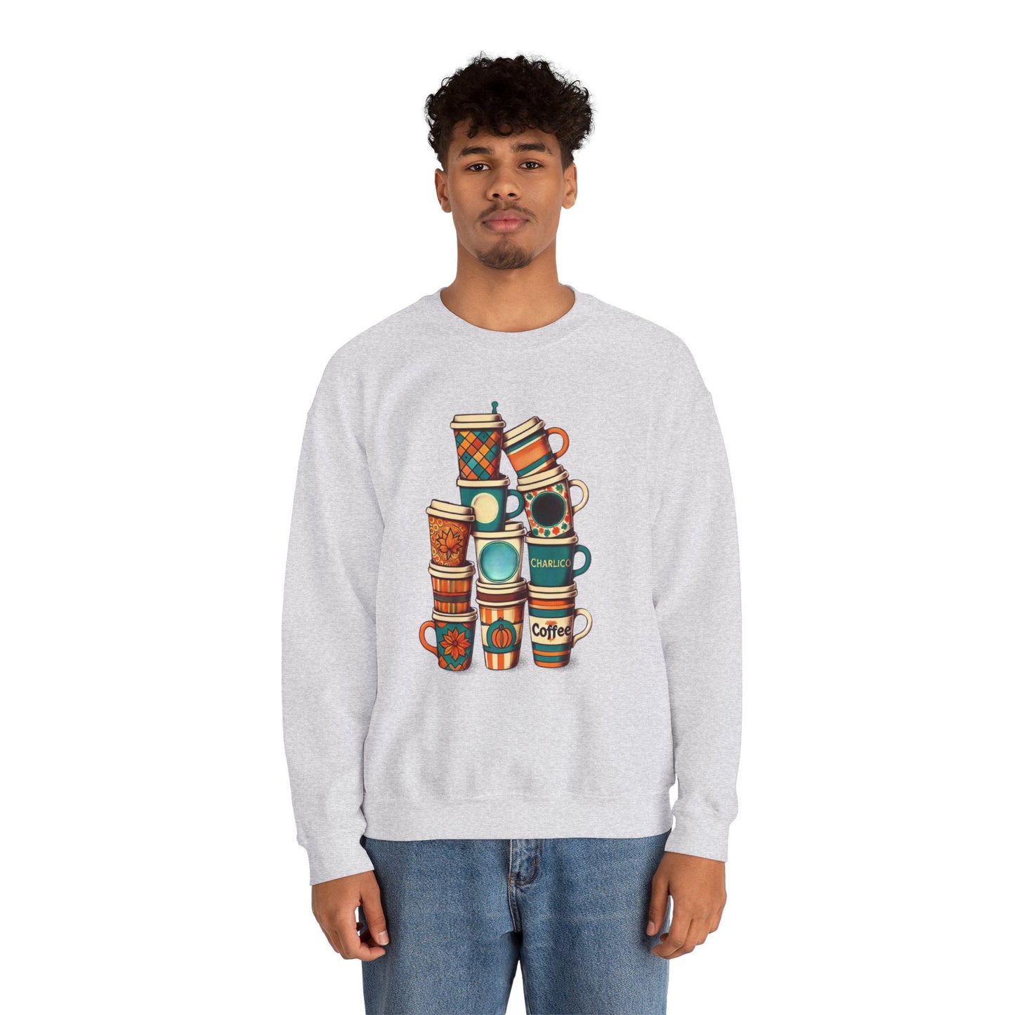 Unisex Adult Printed Crewneck Sweatshirt -CAFÉS-