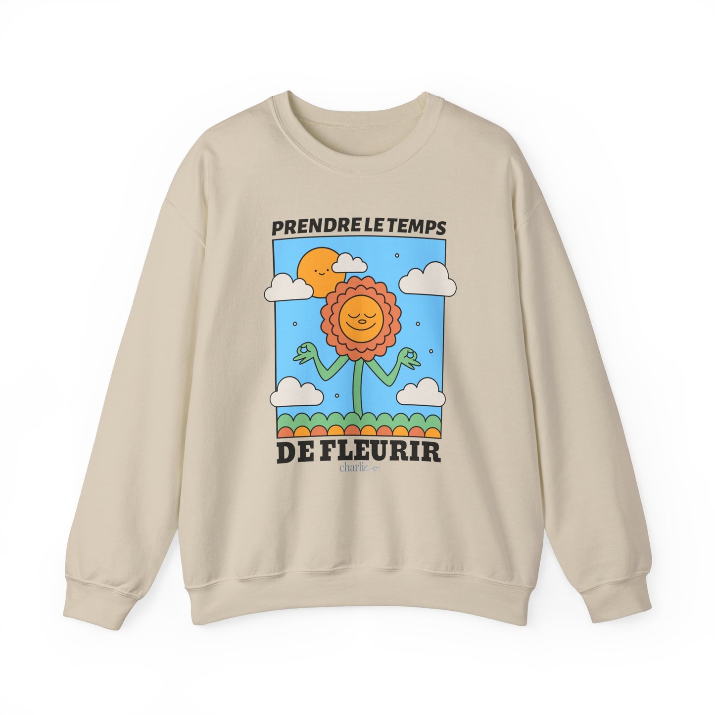 Sweatshirt crewneck à imprimer -PRENDRE LE TEMPS DE FLEURIR- pour adulte