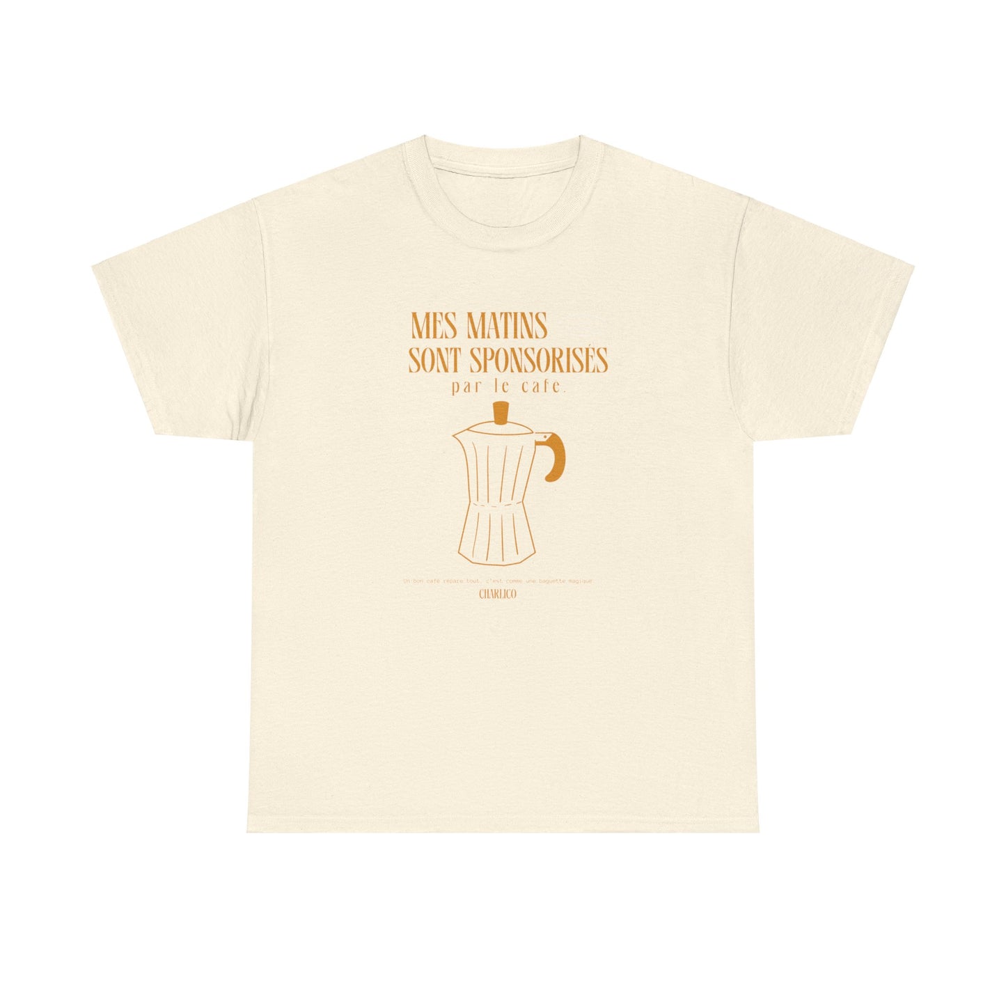 Printed t-shirt -my mornings are sporadized BY COFFEE- for adults