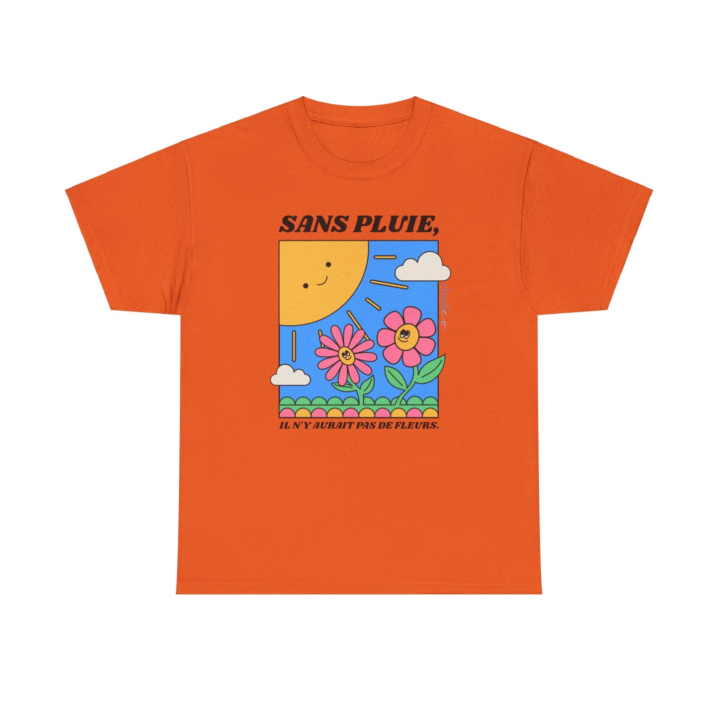 T-shirt à imprimé ''sans pluie, il n'y aurait pas de fleurs'' pour adulte