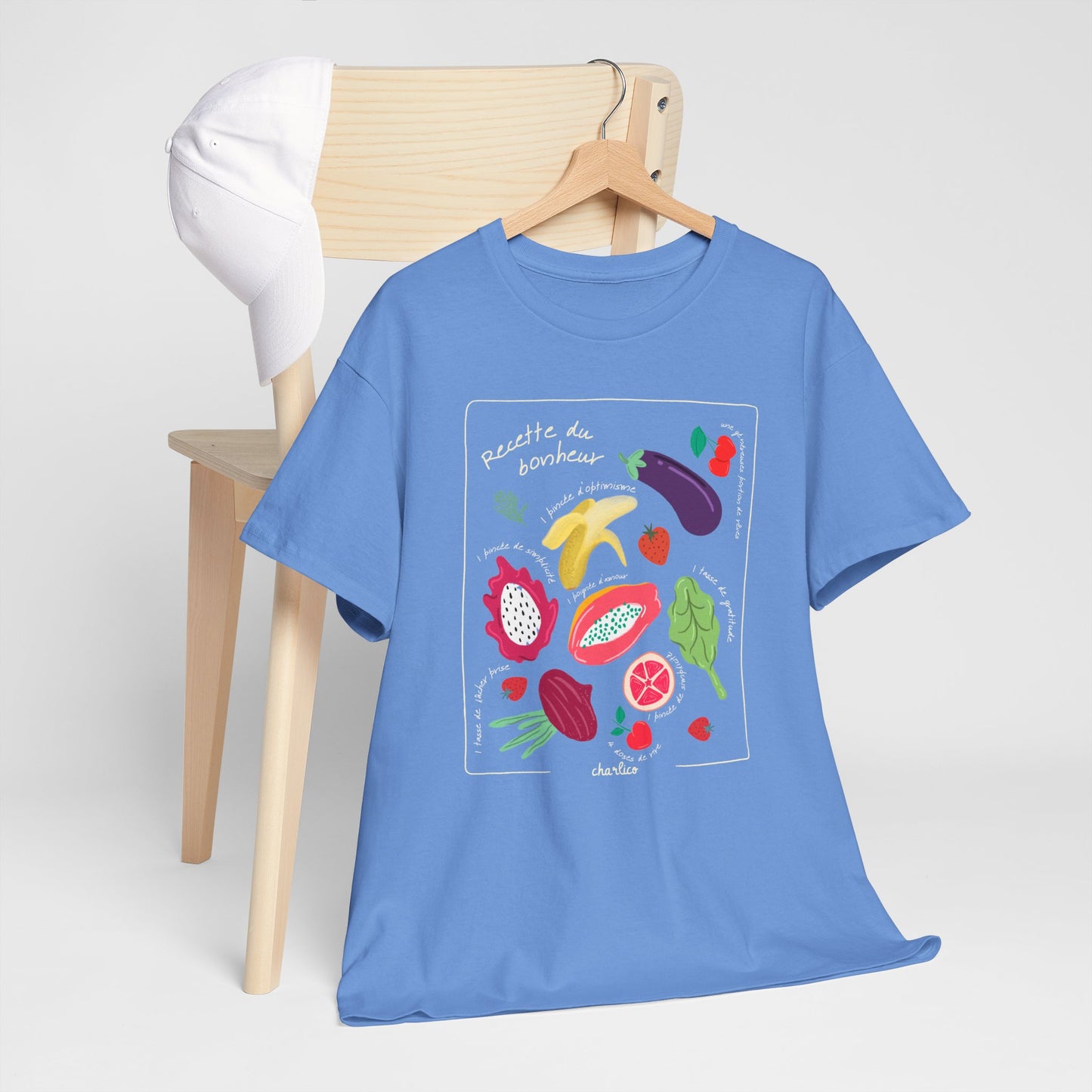 T-shirt à imprimer unisexe -RECETTE DU BONHEUR- pour adulte