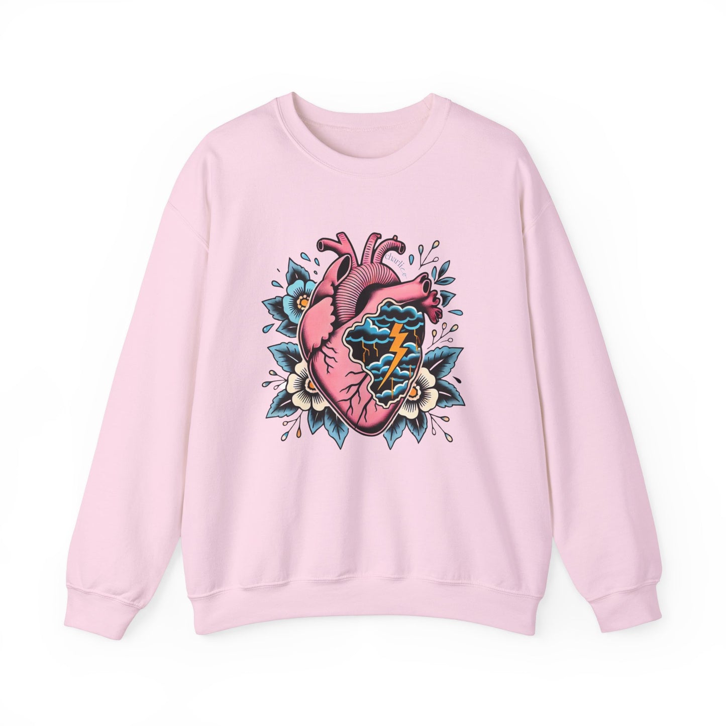 Sweatshirt crewneck à imprimer -COEUR ENDEUILLÉ- unisexe pour adulte