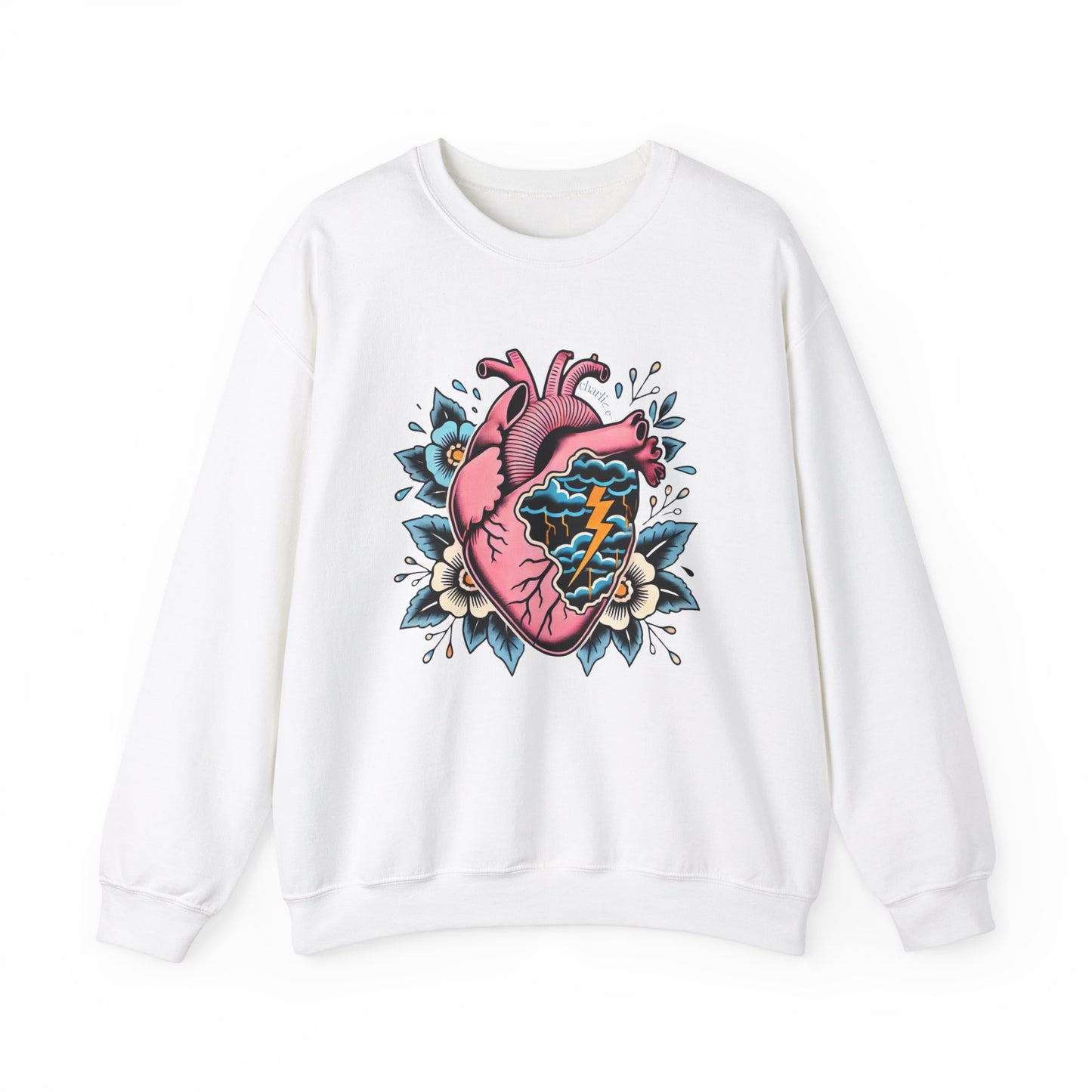 Sweatshirt crewneck à imprimer -COEUR ENDEUILLÉ- unisexe pour adulte