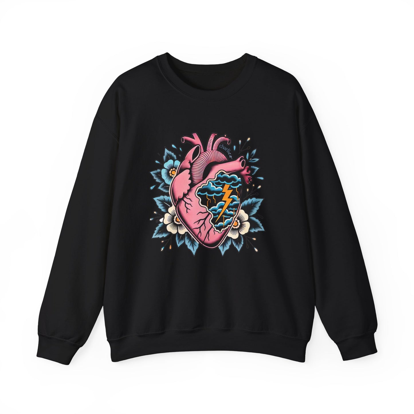 Sweatshirt crewneck à imprimer -COEUR ENDEUILLÉ- unisexe pour adulte