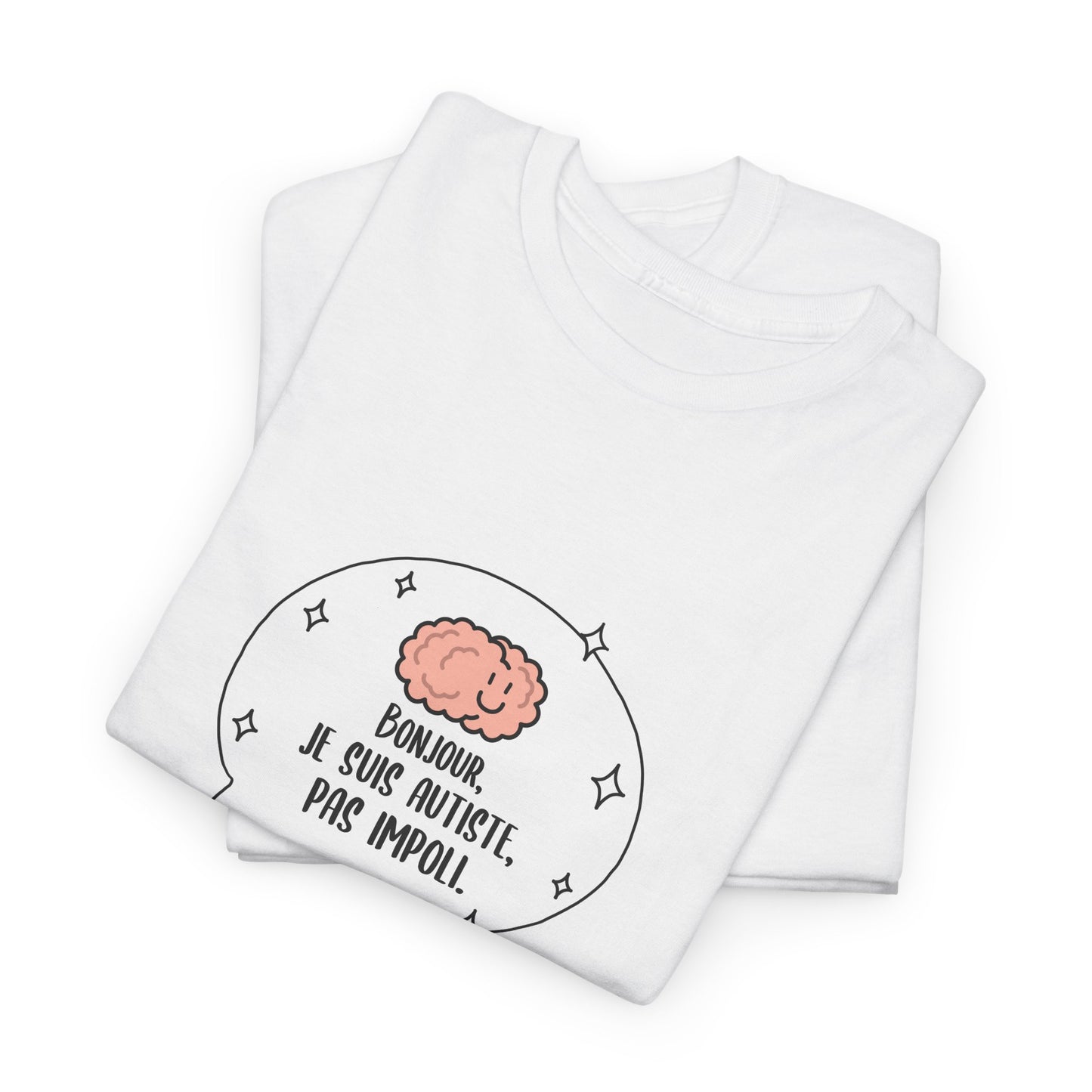 T-shirt à imprimer ''bonjour, je suis autiste, pas impoli.'' pour adulte