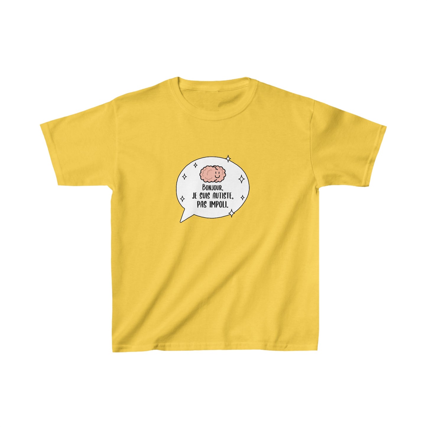 t-shirt à imprimer ''bonjour, je suis autiste, pas impoli'' pour enfant
