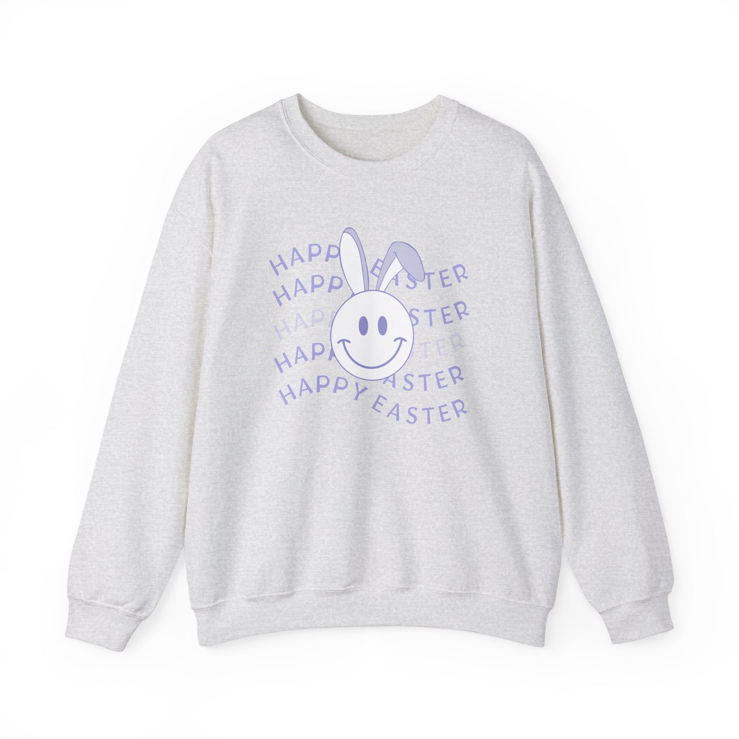 Sweat-shirt à col rond HAPPY EASTER tons sur tons de Pâques - violet - adulte
