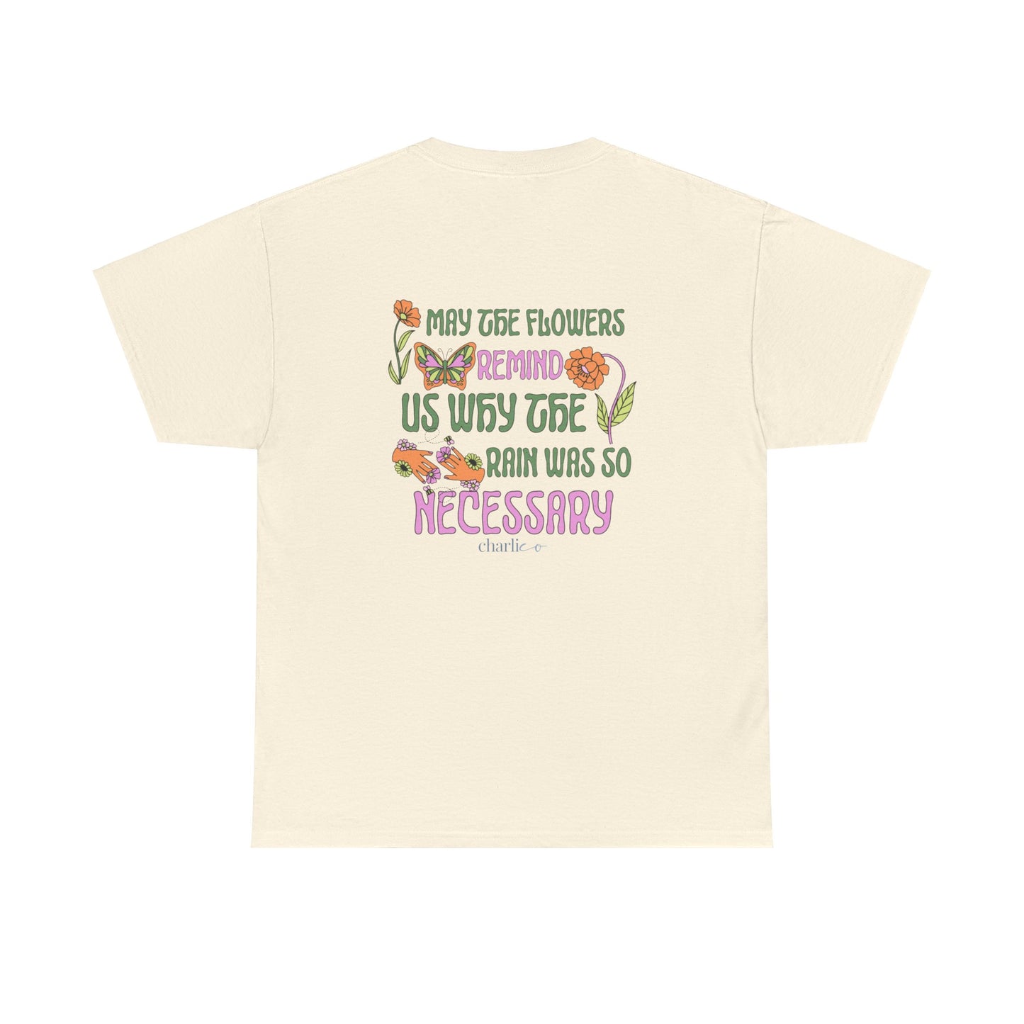 Short-sleeved t-shirt with unisex print -MAY THE FLOWERS- for adults