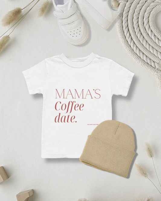 Kids' MAMA'S coffee date unisex print short-sleeve t-shirt