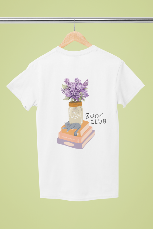 T-shirt à manches courtes à imprimé unisexe -BOOK CLUB- pour adulte