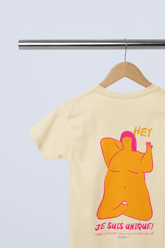 t-shirt à imprimer ''hey je suis unique'' pour adulte