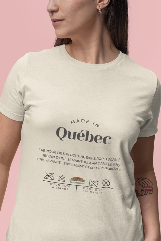 Humorous t-shirt about Quebec, made in Quebec, adult