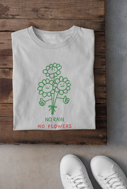 No rain no flower Unisex Short-Sleeve Graphic T-Shirt for adults