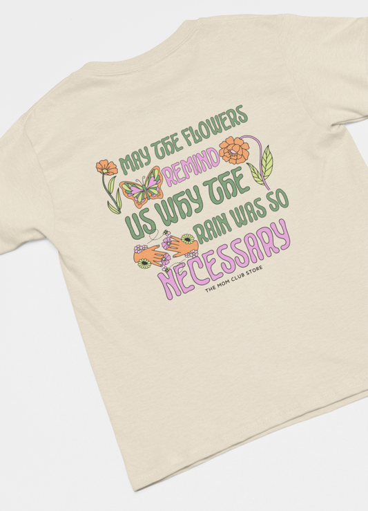 T-shirt à manches courtes à imprimé unisexe -MAY THE FLOWERS- pour adulte