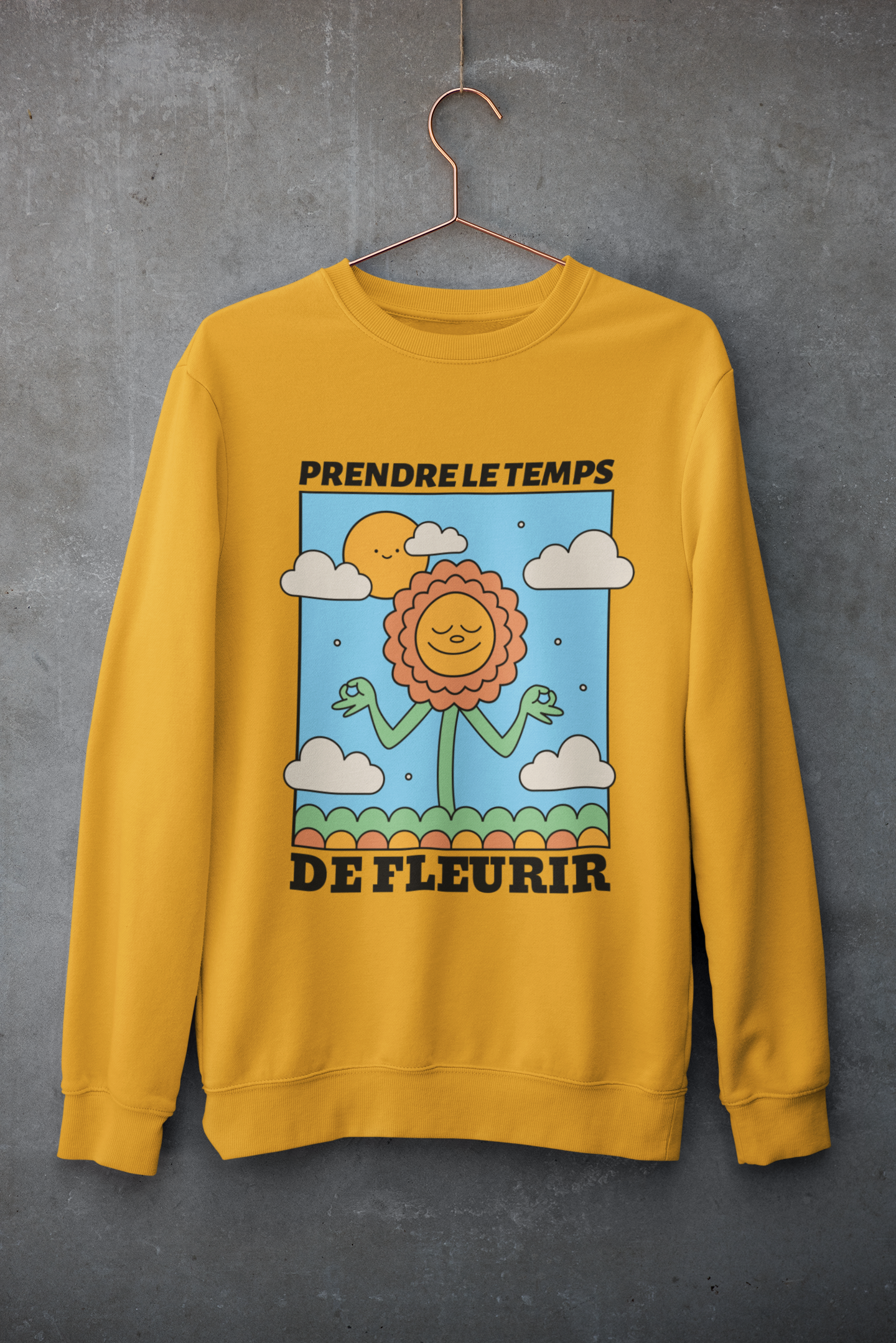 Sweatshirt crewneck à imprimer -PRENDRE LE TEMPS DE FLEURIR- pour adulte