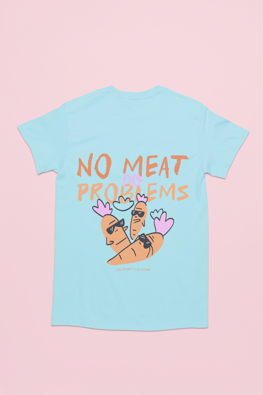 T-shirt à manches courtes à imprimé unisexe NO MEAT no PROBLEM pour adulte