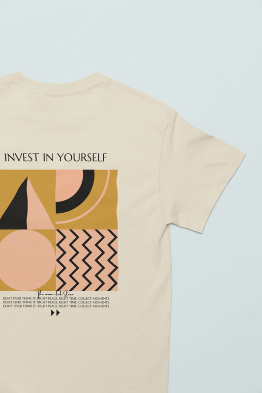 T-shirt à manches courtes à imprimé unisexe -INVEST IN YOURSELF- pour adulte