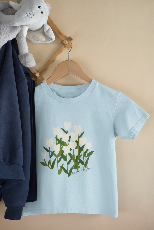Short-sleeved T-shirt with unisex TULIP print for children