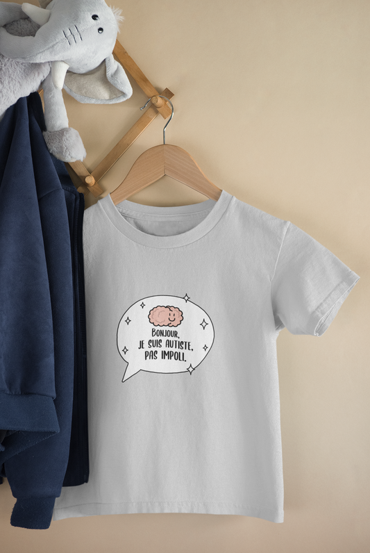 ''hello, I'm autistic, not rude'' print t-shirt for toddlers