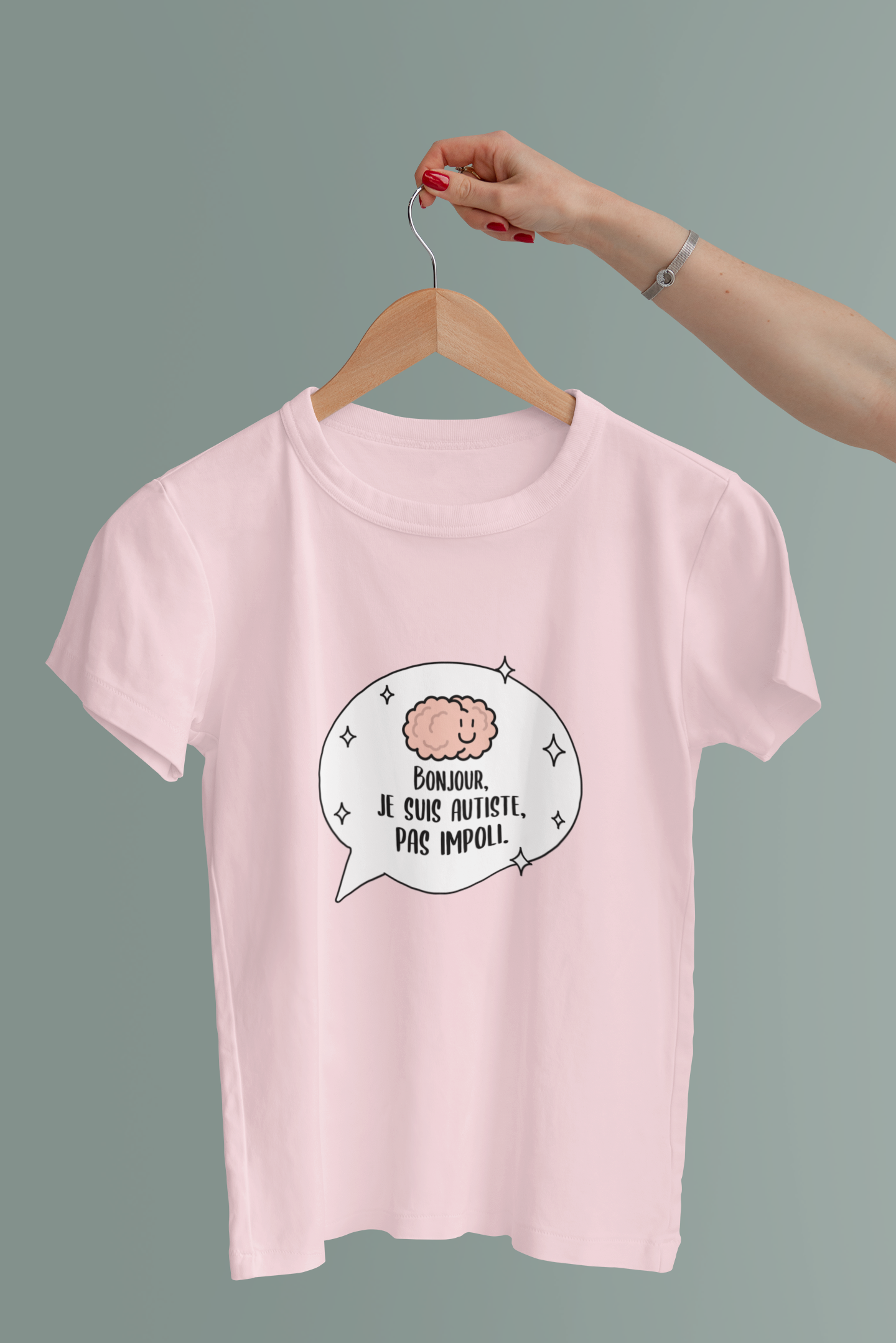 t-shirt à imprimer ''bonjour, je suis autiste, pas impoli'' pour enfant