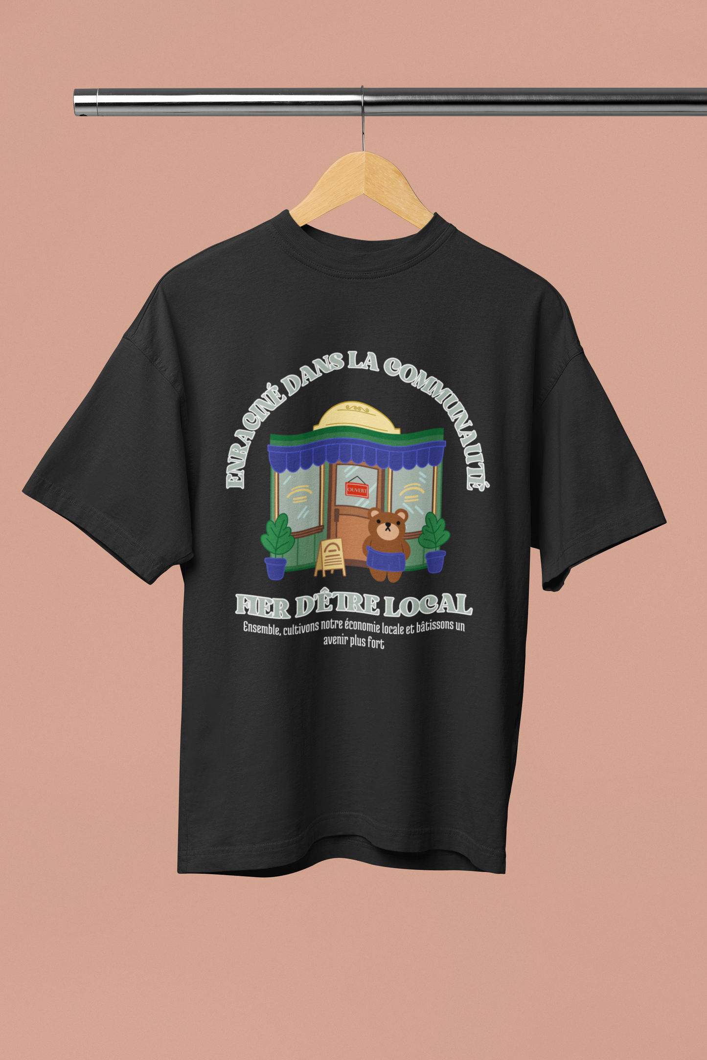 T-shirt à imprimer ENCOURAGEZ LOCAL ourson - pour adulte