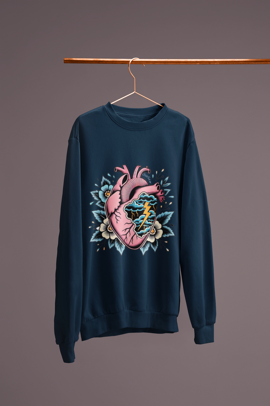 Sweatshirt crewneck à imprimer -COEUR ENDEUILLÉ- unisexe pour adulte