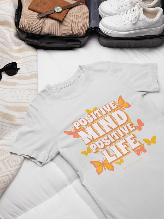 T-shirt à manches courtes à imprimé unisexe positive mind POSITIVE LIFE pour adulte